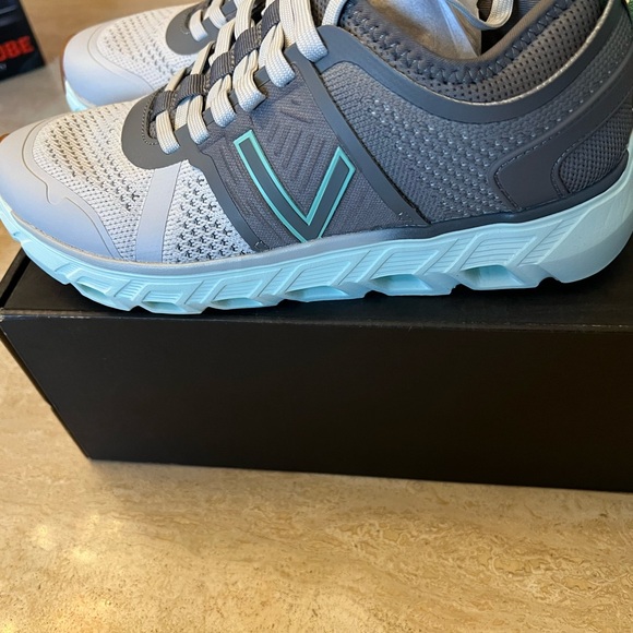 NIB - Vionic Captivate, Light Gray and Teal Sneakers - Picture 2 of 5